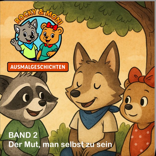 Buchcover Rocky und Moni Ausmalgeschichten, Band 2, Ausmalbilder, Geschichten zum Ausmalen