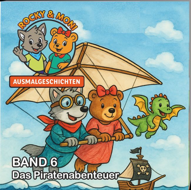 Buchcover Rocky und Moni Ausmalgeschichten, Band 6, Ausmalbilder, Geschichten zum Ausmalen