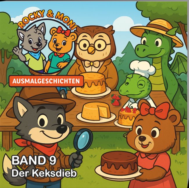 Buchcover Rocky und Moni Ausmalgeschichten, Band 9, Ausmalbilder, Geschichten zum Ausmalen